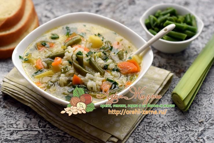 Суп с рисом и стручковой фасолью рецепт в домашних условиях