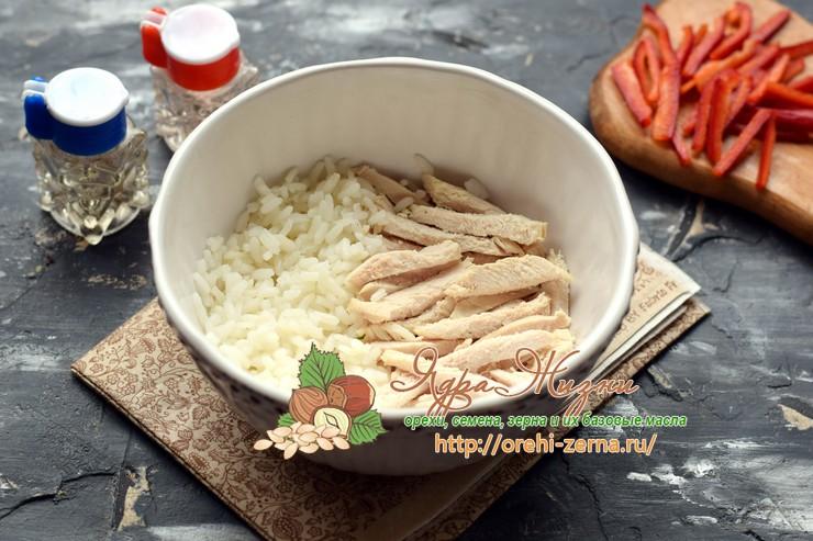 салат с курицей и рисом рецепт