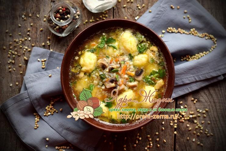 гречневый суп с грибами и картофельными клецками рецепт в домашних условиях